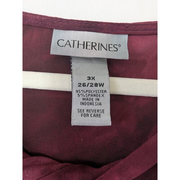 Catherines Womens Burgundy Sequin Embroidered‎ Twist Neck Top Size 3X Wimsygoth - Picture 5 of 8